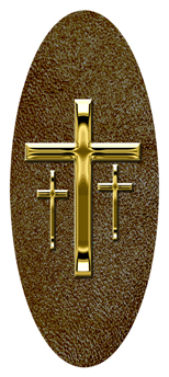 338 D516-517-GD-SH-BR Gold 3 Crosses Shimmer Brown